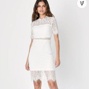 REMARKABLE WHITE LACE DRESS LULUS